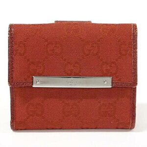 Gucci Double hook Bifold Wallet Red Bordeaux Wallet GG